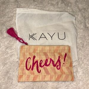 Kayu + Cheers Herringbone Straw Clutch
